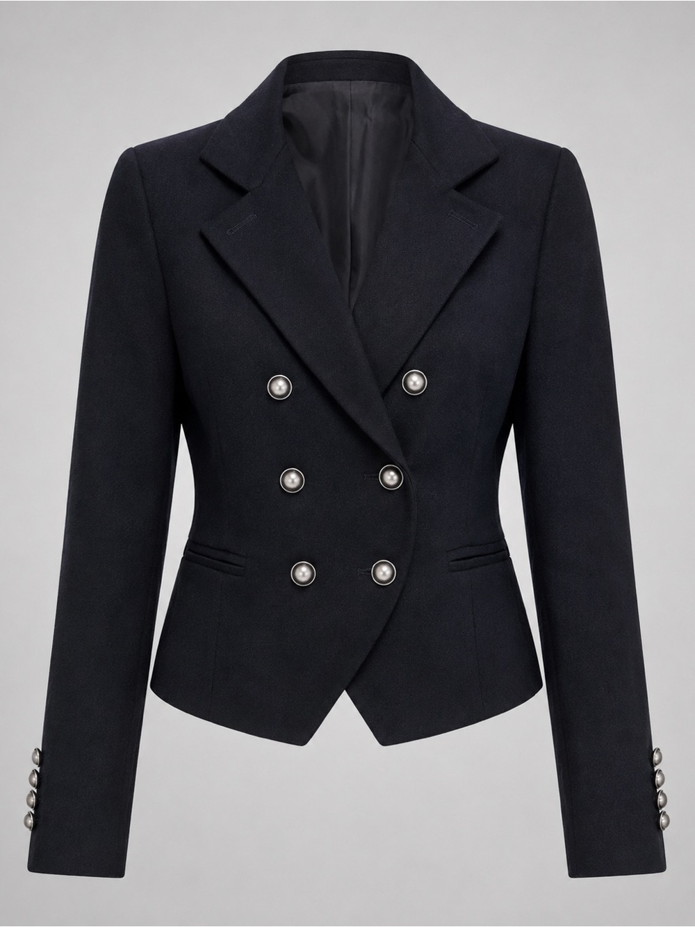 Ann Taylor Black Double-Breasted Military Blazer Jacket Size 6